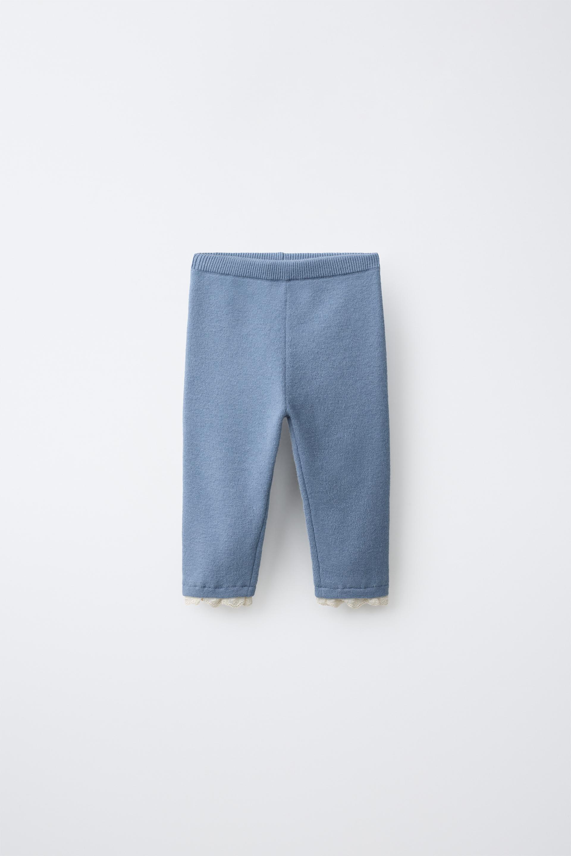 Knit Lace-Trim Leggings