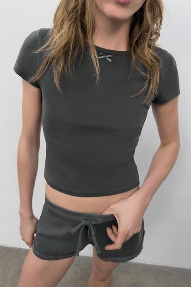 T-SHIRT À MANCHES COURTES - Bleu / Gris de Zara - Image 1