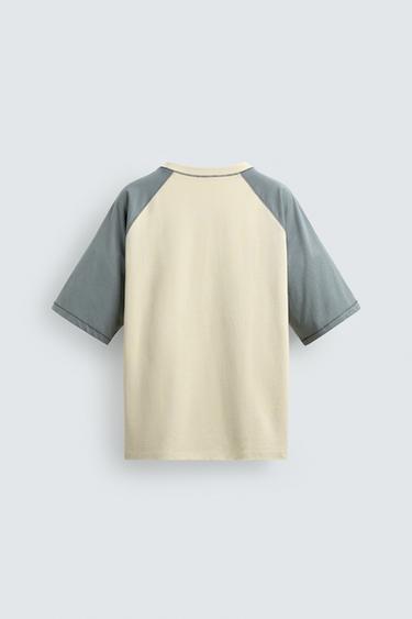 T-SHIRT COLOR BLOCK À PIÈCE BIMATIÈRE - Écru de Zara - Image 7