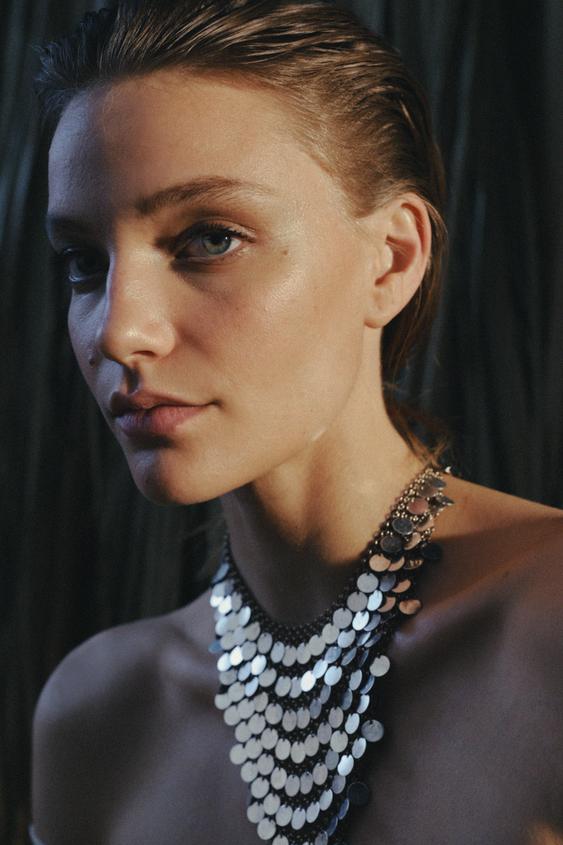 METAL PLATE BIB NECKLACE from Zara - $45.90