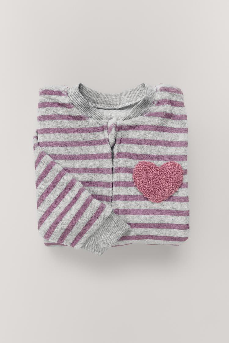 Pijama entero rayas velour bordado