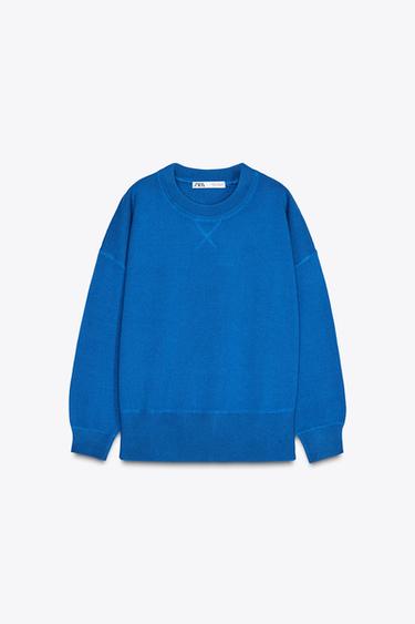 PLAIN KNIT SWEATSHIRT - Bluish by Zara