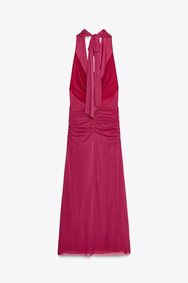 ROBE TULLE HALTER DRAPÉE - Framboise de Zara - Image 6