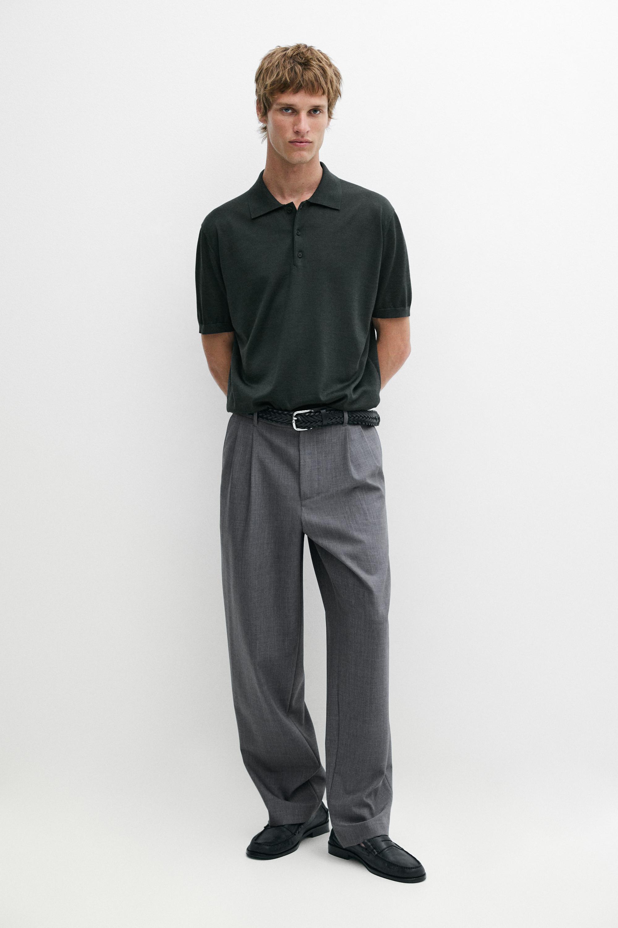 Pantalon relaxed fit à pinces en laine froide