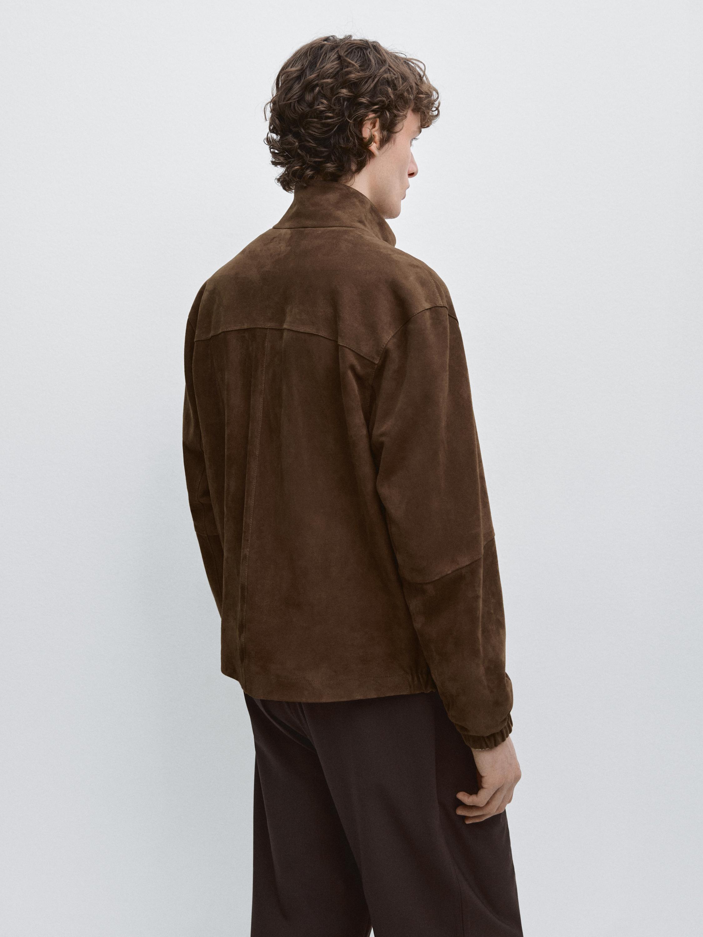Blouson en cuir et daim
