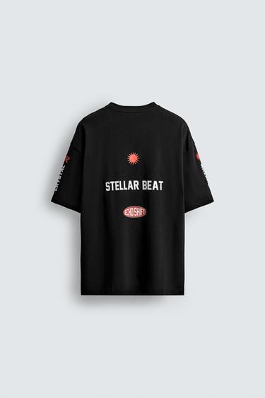 T-SHIRT WITH CONTRAST GRAPHICS - Black by Zara - Image 7