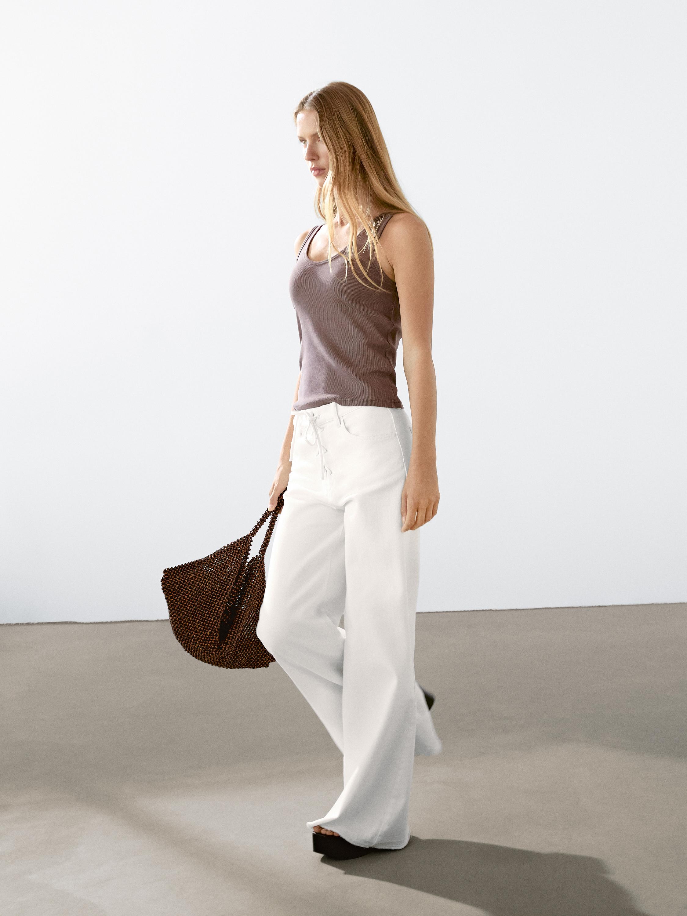 Cotton blend strappy top