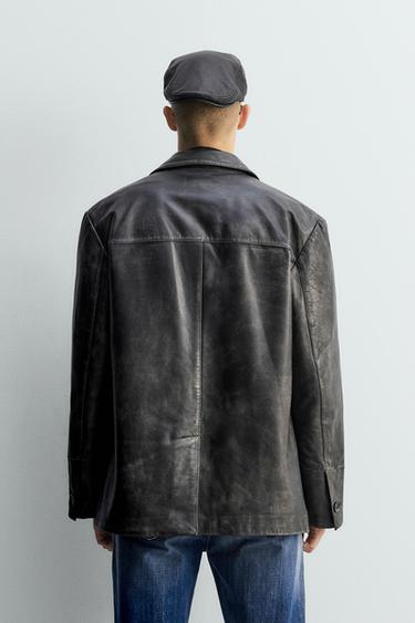 LIMITED EDITION VINTAGE EFFECT LEATHER JACKET - Black by Zara - Image 2