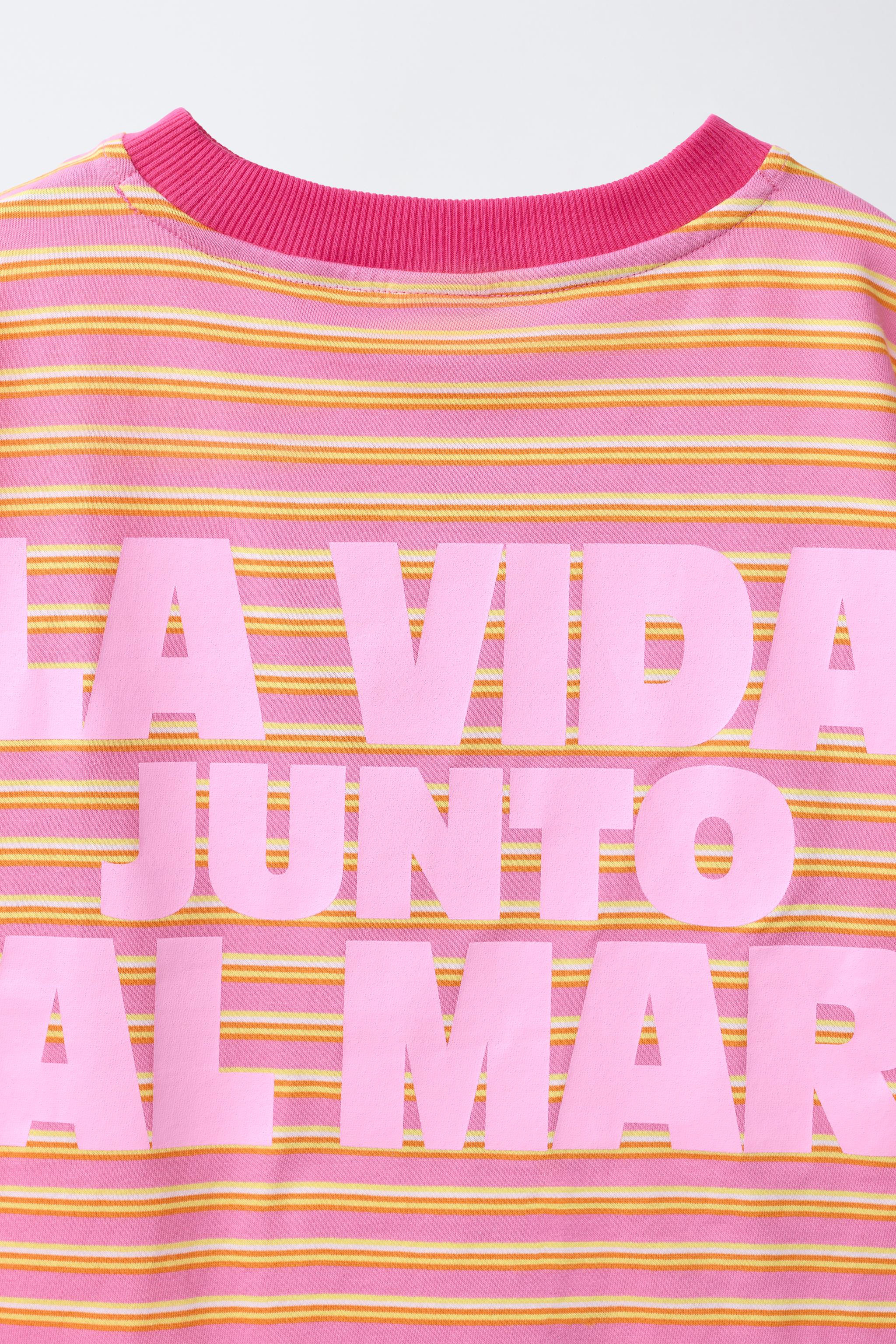 STRIPED AND PRINTED T-SHIRT