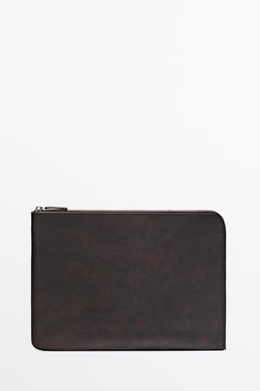 Funda L portátil piel napa - Marrón de Zara - Imagen 0