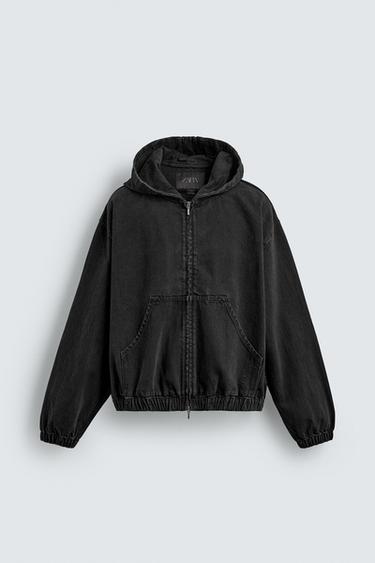 WASHED HOODED JACKET - Charcoal by Zara