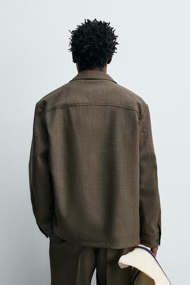 SURCHEMISE REGULAR FIT 100% LAINE - Vison de Zara - Image 2