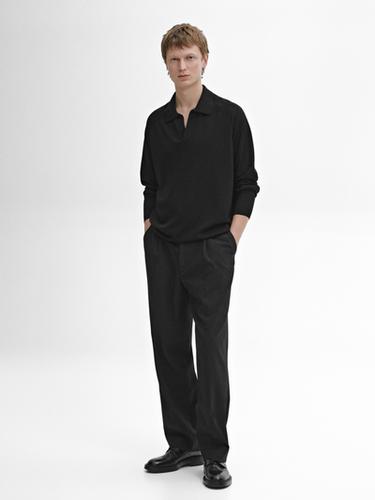 Zara Wool blend knit sweater with polo collar - Black - Image 0