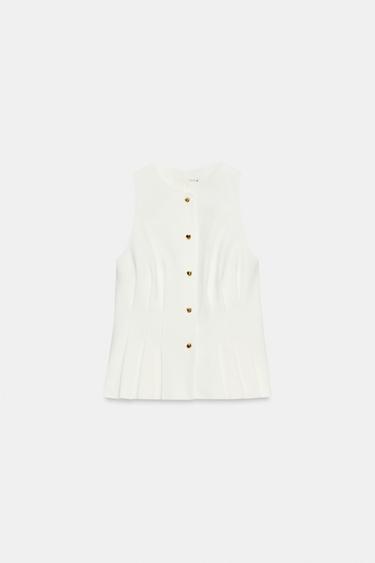 FITTED PEPLUM WAISTCOAT - White by Zara