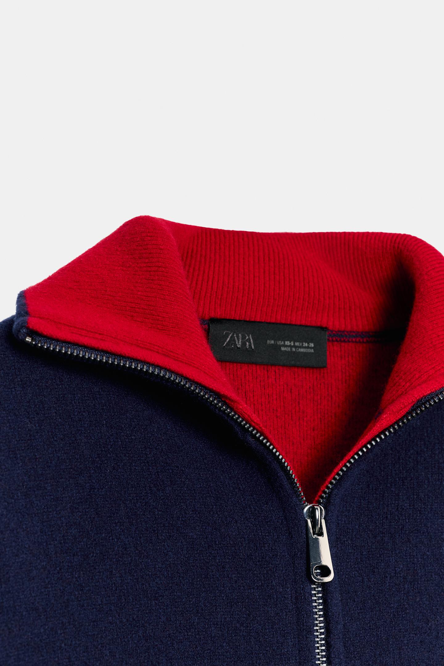 Женский свитер Zara Oversized 93% Wool Mock Neck, цвет: Тёмно-синий — фото 9