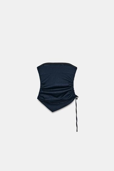 DRAPED LINEN BLEND TOP - Blue by Zara - Image 5