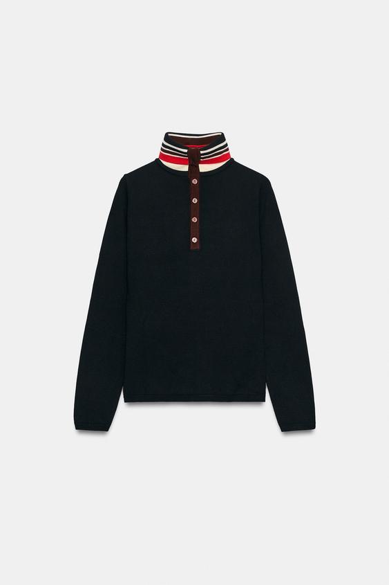 PULL À COL MONTANT À RAYURES - Multicolore de Zara - Image 6