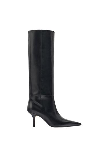 LEATHER HIGH-HEEL BOOTS