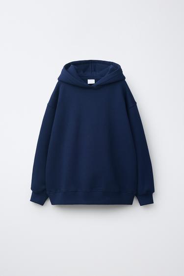 SUDADERA CAPUCHA LISA - Marino de Zara
