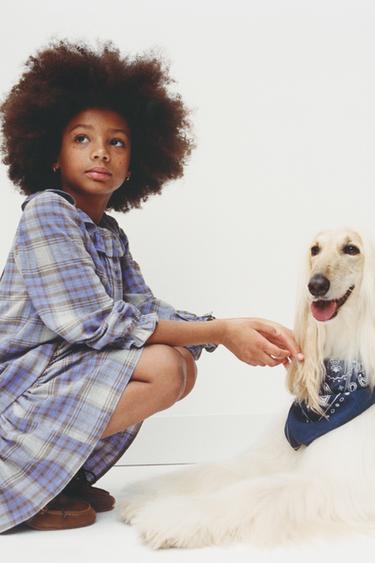 VESTIDO CUADROS JARETAS - Gris / Azul de Zara