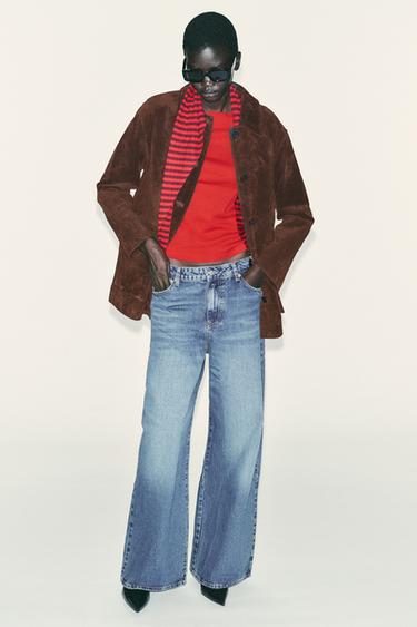 T-SHIRT COL BATEAU EN COTON - Rouge de Zara - Image 3