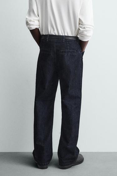 PANTALON RELAXED FIT FLOQUÉ - Bleu marine foncé de Zara - Image 2