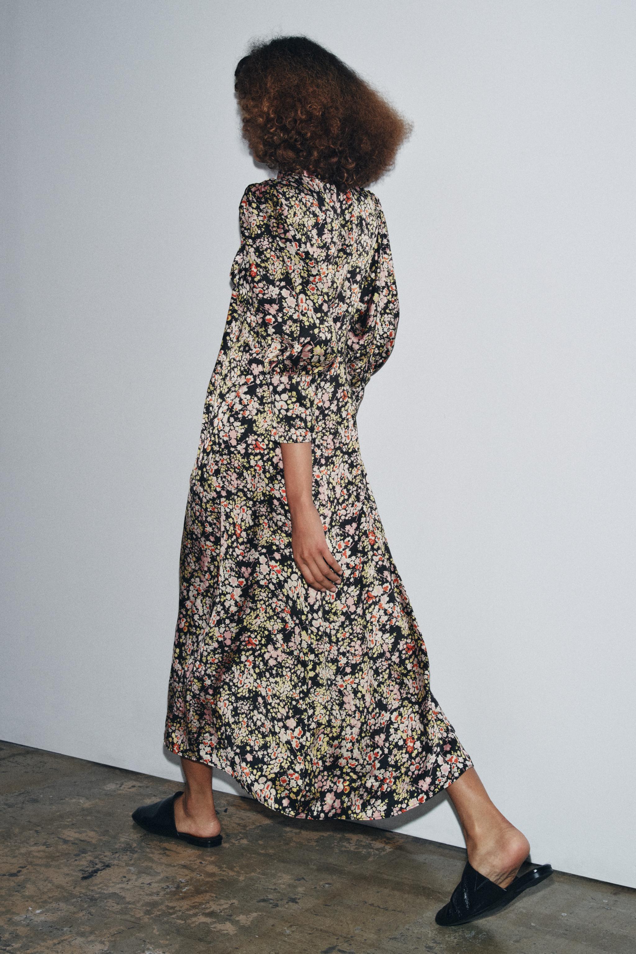 ZW COLLECTION FLORAL MIDI DRESS - Multicolored | ZARA United