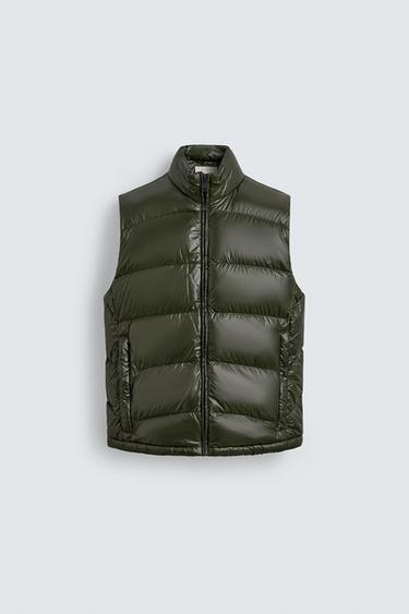 80% DOWN - 20% FEATHER WATER-REPELLENT PUFFER GILET - Dark bottle green by Zara