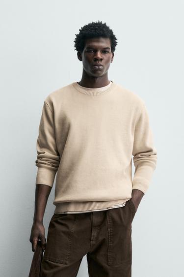 TEXTURED COTTON JUMPER - Ecru by Zara