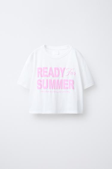T-SHIRT WITH TEXT PRINT - White by Zara - Image 0