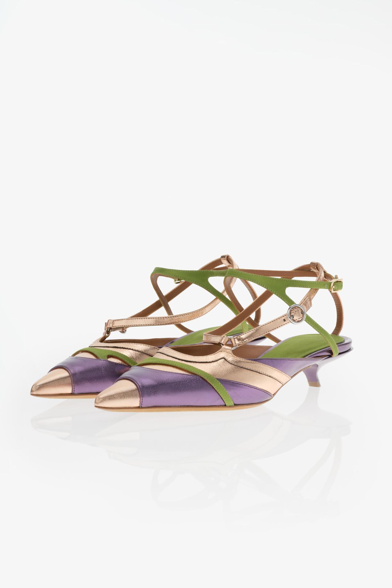 LIMITED EDITION MULTI-STRAP KITTEN HEELS — Purple