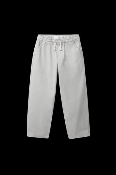 ELASTICATED COTTON TROUSERS - Stone by Zara - Image 0