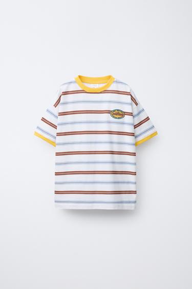 CAMISETA RAYAS Y BORDADO - Multicolor de Zara