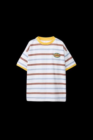 Zara STRIPED AND EMBROIDERED T-SHIRT - Multicolored - Image 0