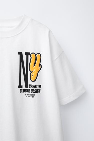 T-SHIRT WITH RAISED NY PRINT - White by Zara - Image 2