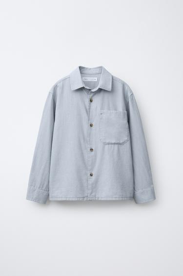 FLANNEL SHIRT WITH POCKET - Blue by Zara