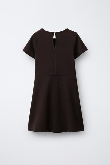 RIBBED DRESS WITH BOWS - Brown by Zara