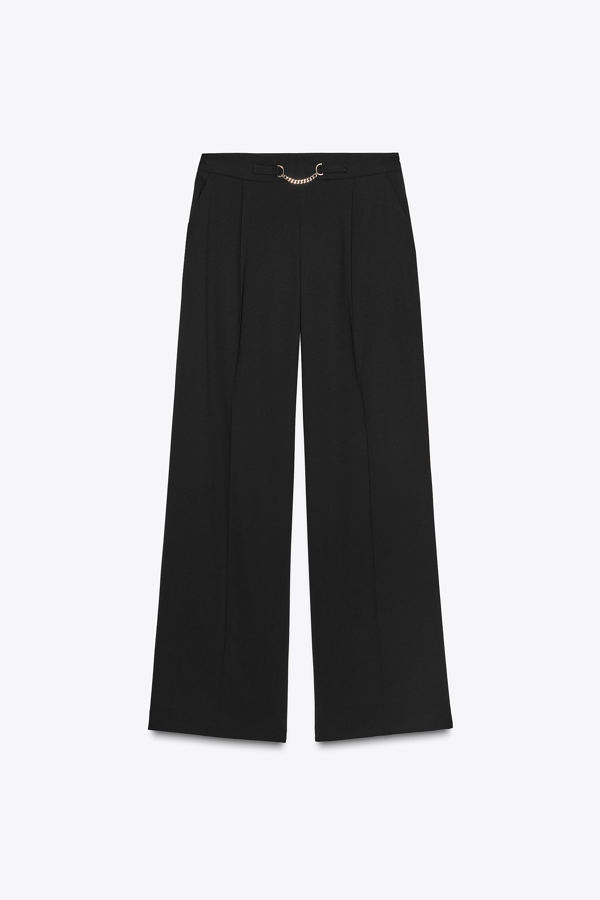 国内未入荷 EMOBROTHER - \"Filtered Words\" Wide Leg Trousers WIDE-LEG TROUSERS WITH CHAIN - Black | ZARA United Kingdom