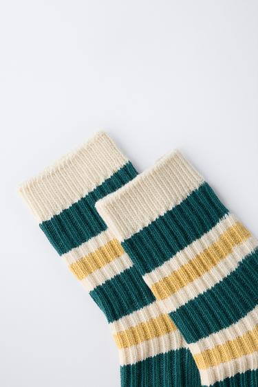 LONG STRIPED SOCKS - Green stripe by Zara - Image 3