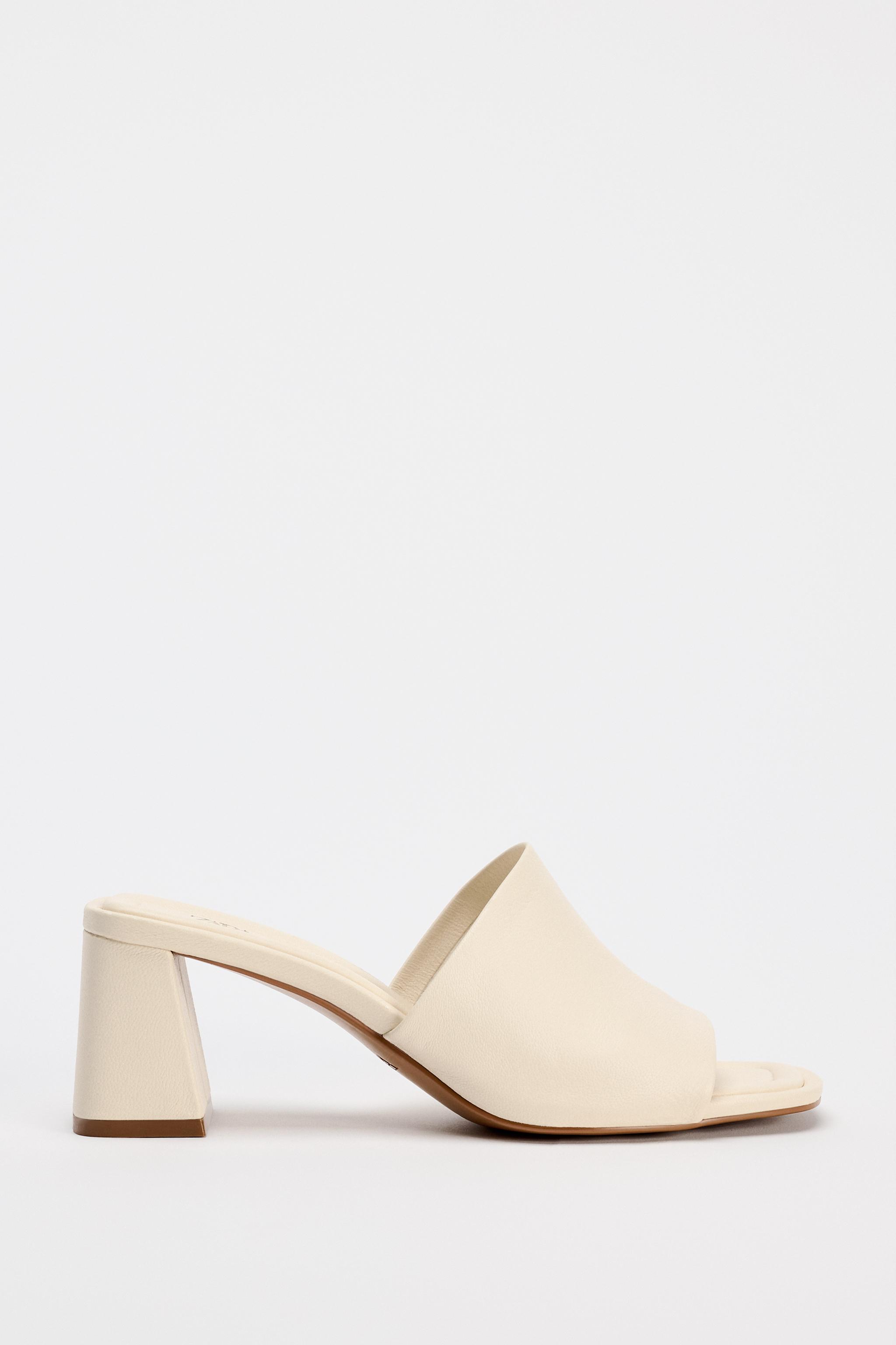 White fashion strappy heels zara