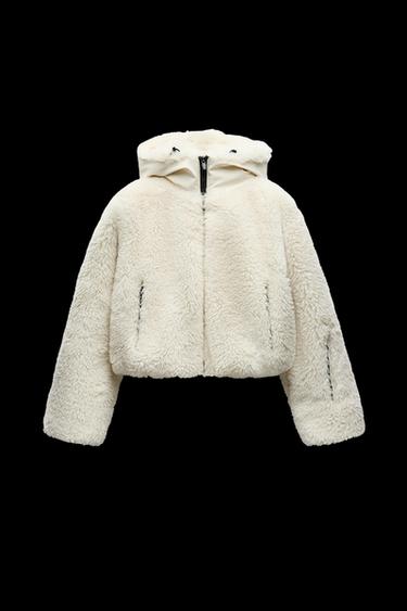 Zara HEIQ XREFLEX™ RECCO® TECHNOLOGY FAUX SHEARLING JACKET SKI COLLECTION - Ecru - Image 0