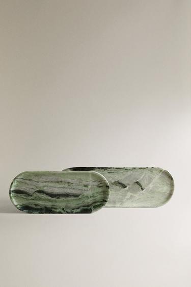 MARBLE ELONGATED TRAY — Greens 1