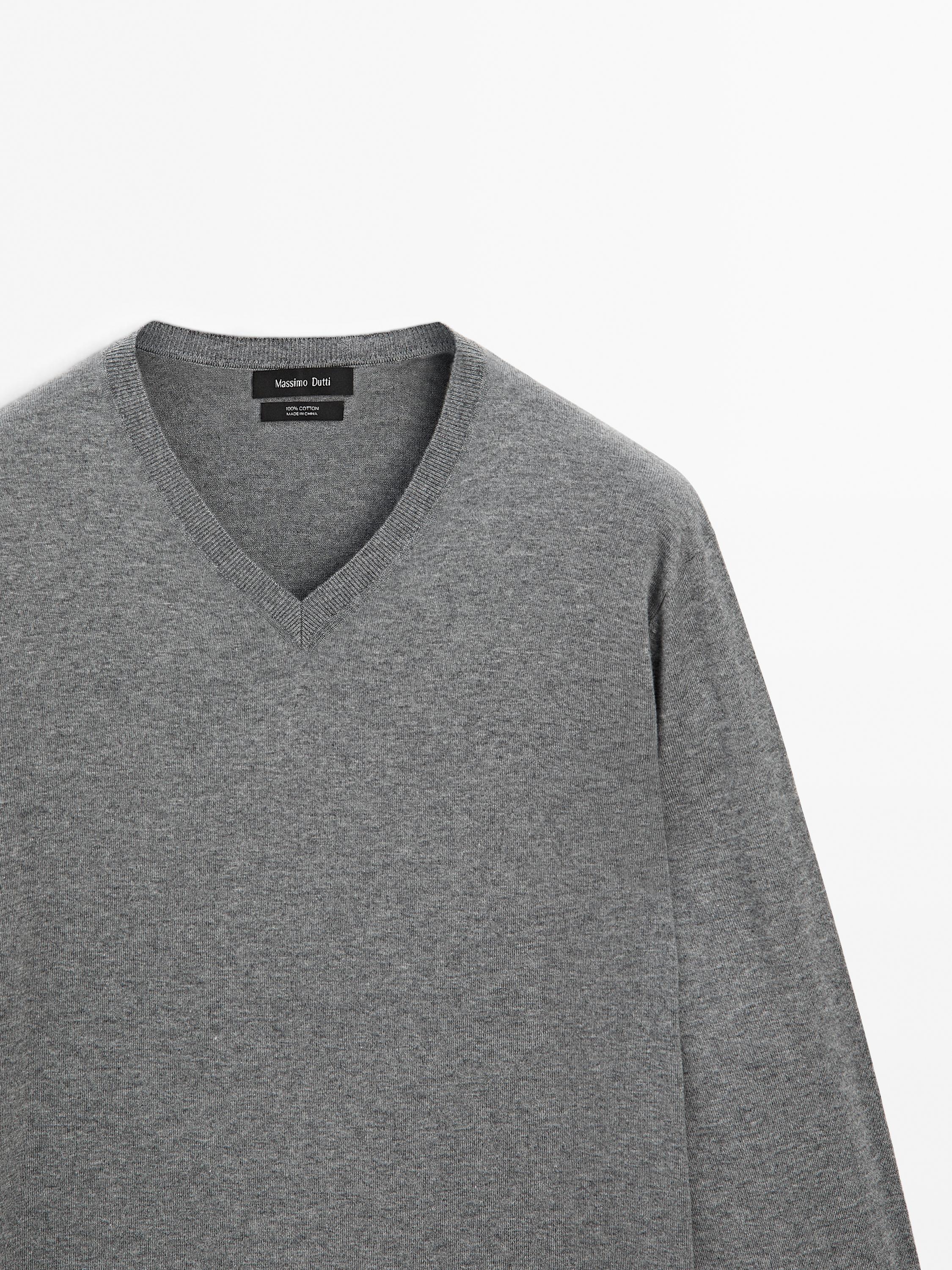 V-neck knit sweater