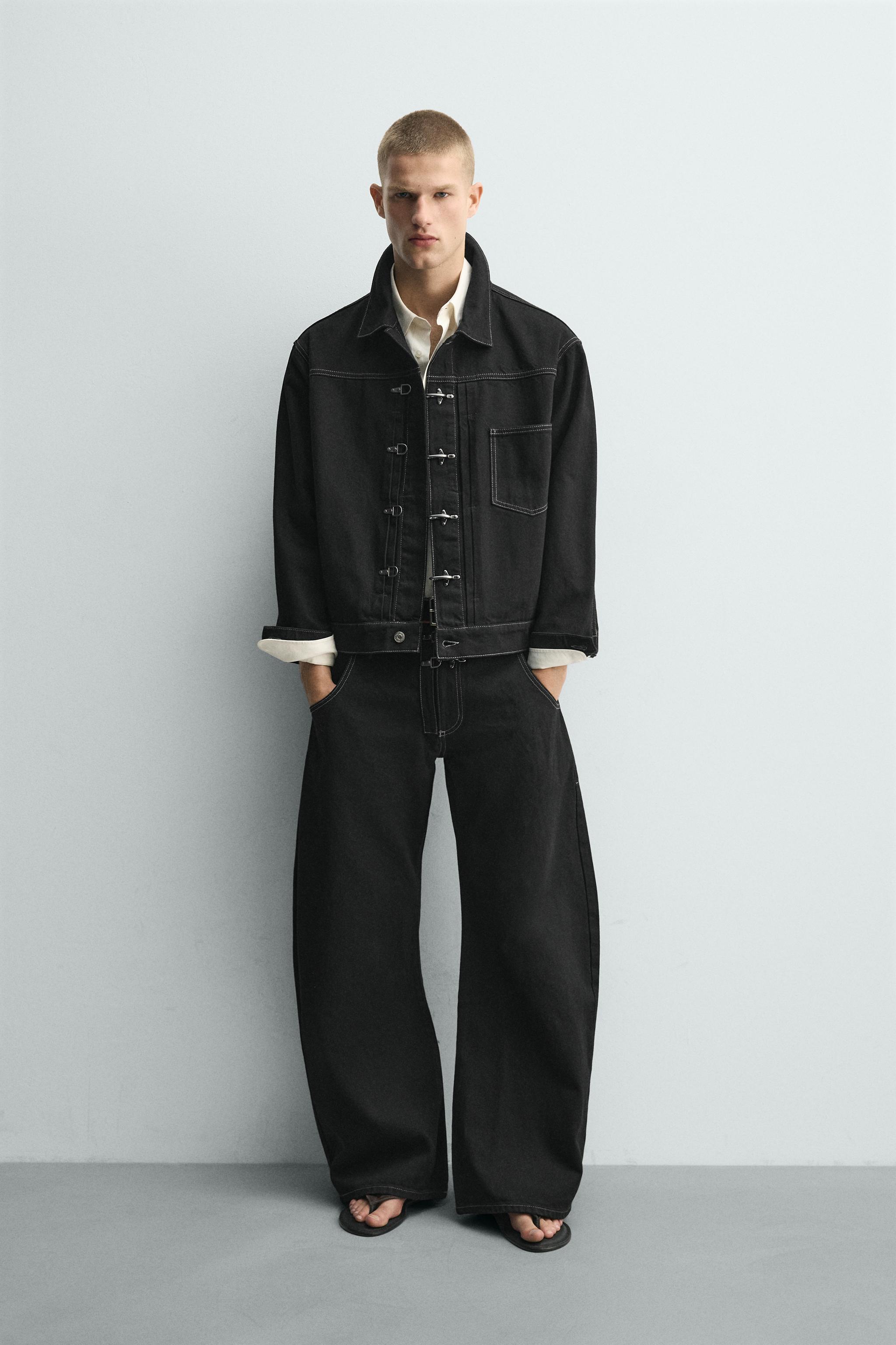 BARREL FIT PANTS WITH FIREMAN CLASP - Black | ZARA United States