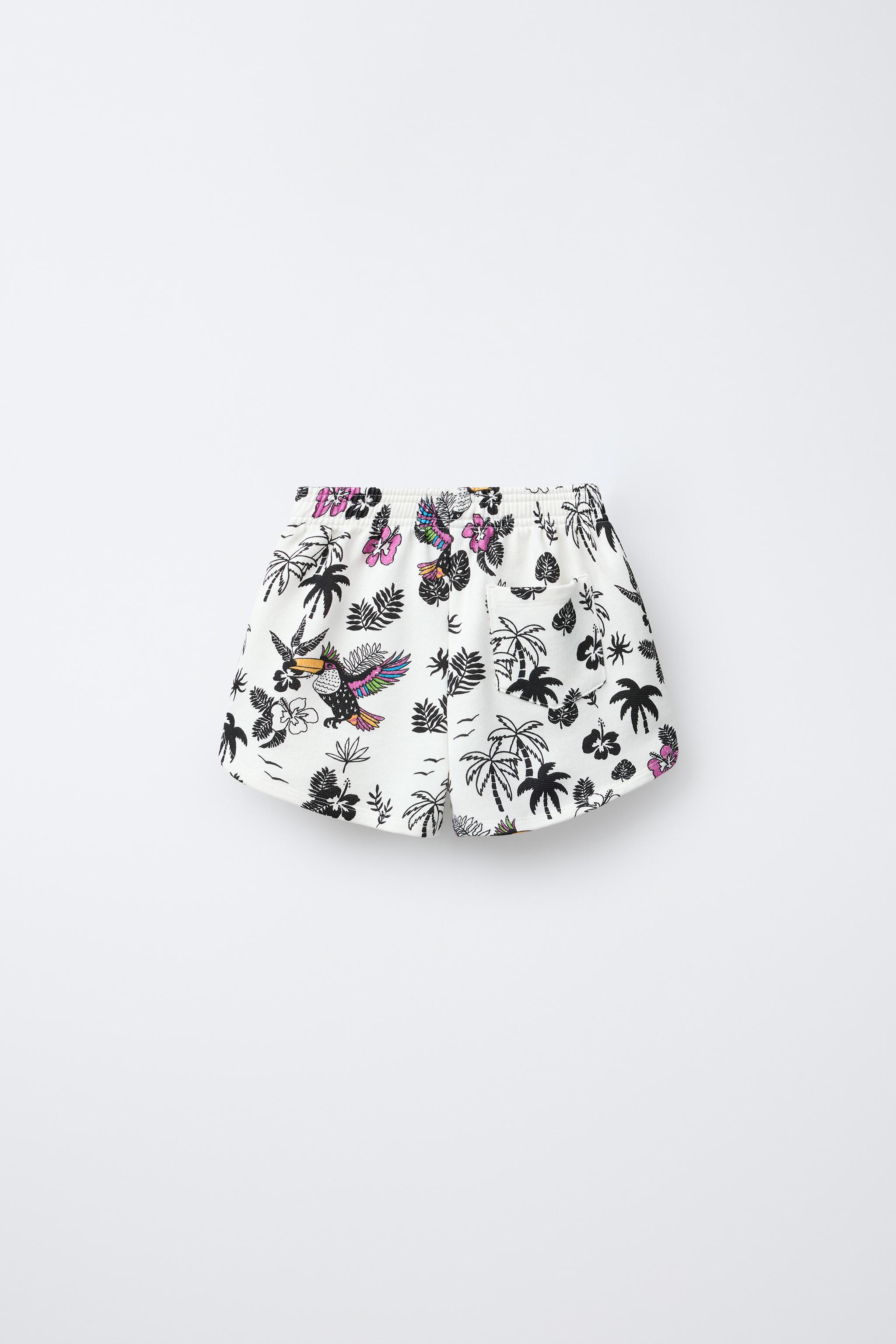 PALM TREE PRINT BERMUDA SHORTS - Black | ZARA United States