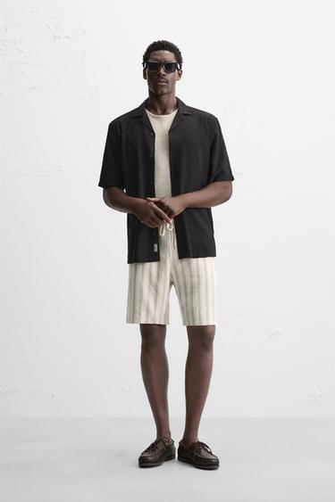 BERMUDASHORTS AUS LEINEN UND VISKOSE - Gestreift von Zara - Bild 0