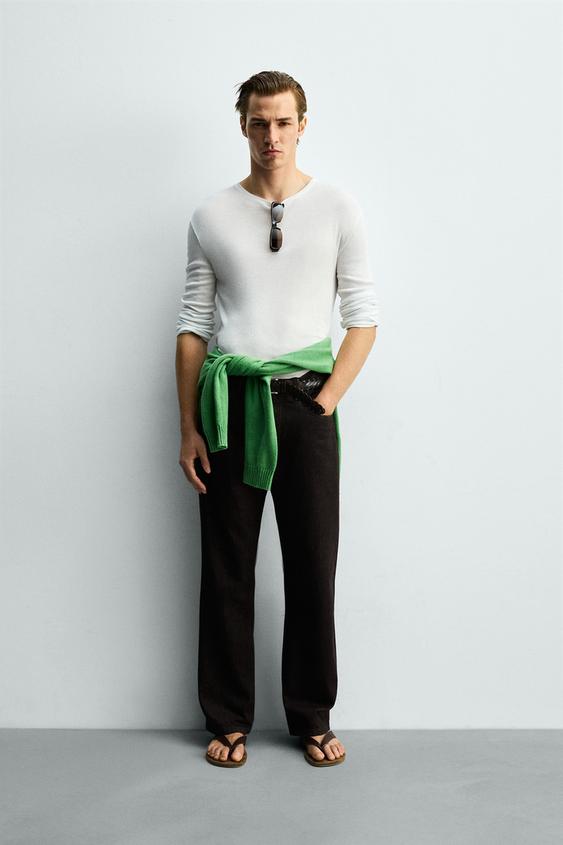 VISCOSE TEXTURED LONG SLEEVE T-SHIRT from Zara - $49.90