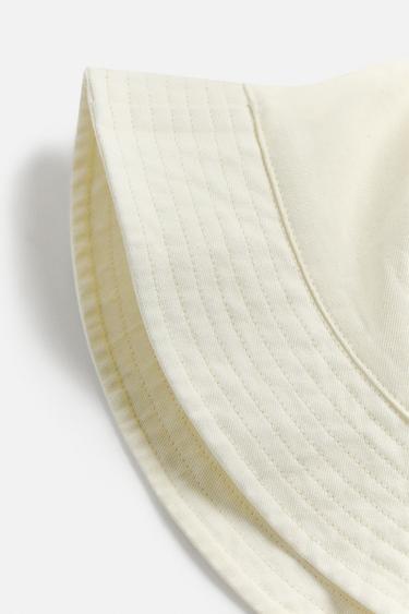 CONTRAST EMBROIDERY BUCKET HAT - Ecru by Zara - Image 6