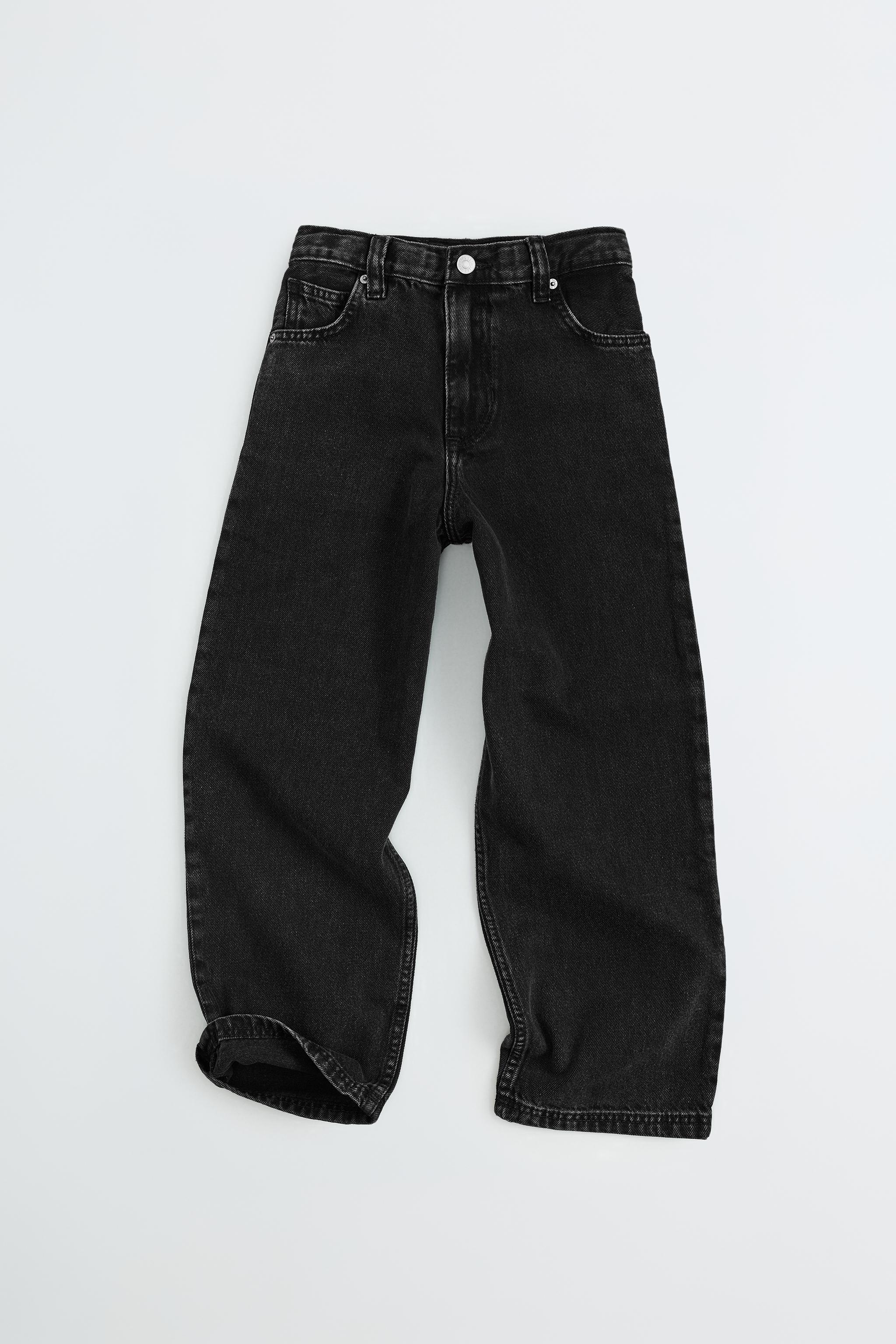 RELAXED BAGGY DENIM PANTS — Black