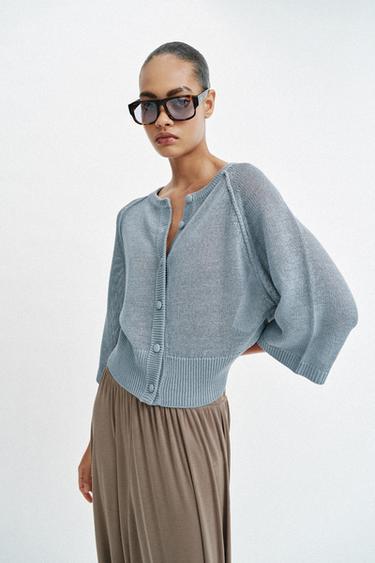 RUSTIC KNIT JACKET - Blue grey by Zara